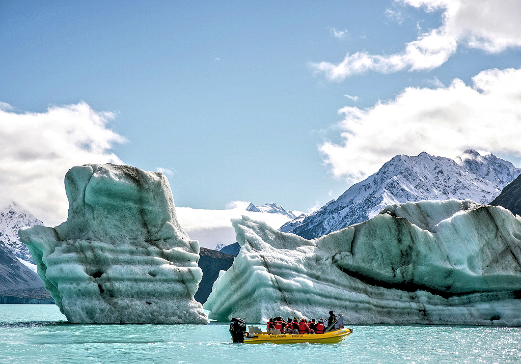 Mackenzie Country - Aoraki Mt Cook - Tasman Glacier Explorers. NZ Tourism Photo by Miles Holden.
