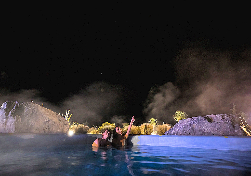 Mackenzie Country - Lake Tekapo - stargazing from the spa. NZ Tourism Photo by Miles Holden.