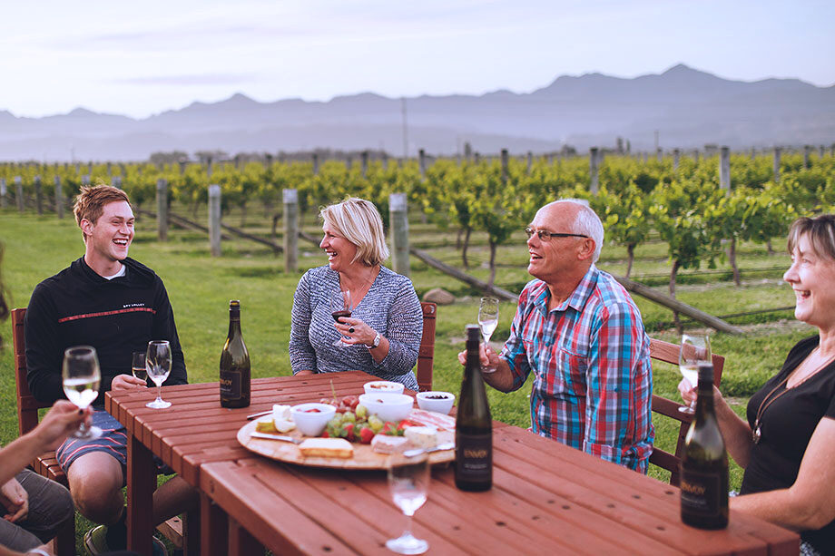 Marlborough: Wine & food tasting at Spy Valley Wines west of Blenheim. Photo 13 credit Spy Valley Wines.