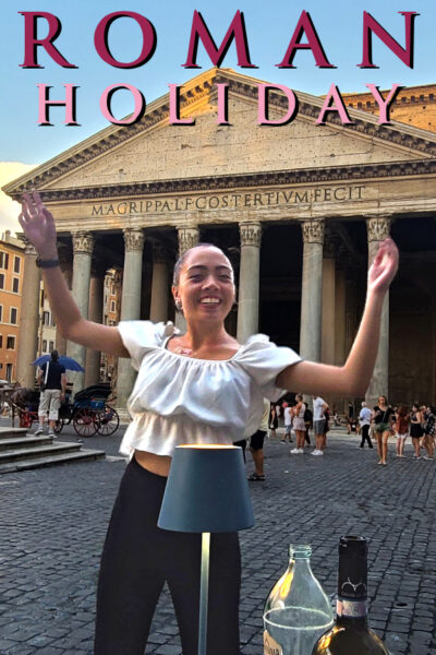 Roman Holiday. Dancing café server on Rome's Pantheon square. Becca Fahnestock Photo © Home At First.